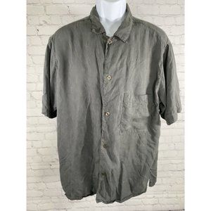 OFY Dark Gray 100% Tencel Casual Short Sleeve Collared Button Up USA LA Men’s XL